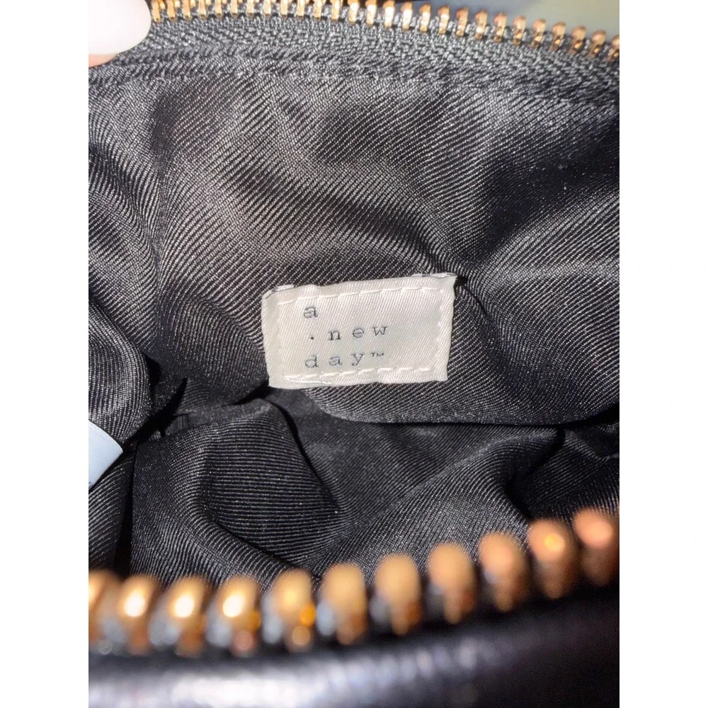A New Day Black Ruched Puffy Hobo Bag Quilted Faux Leather Handbag